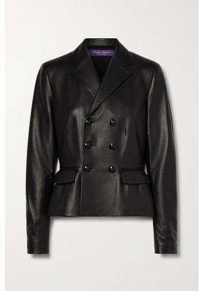 Ralph Lauren Collection - Madelena Double-breasted Leather Peplum Jacket - Black - US0,US2,US4,US6,US8,US10
