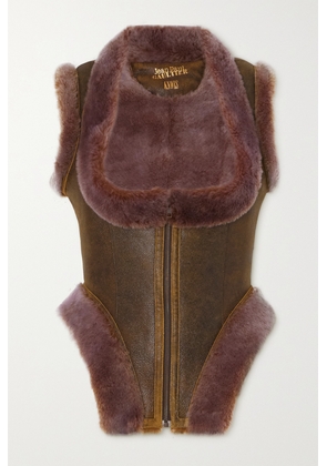 Jean Paul Gaultier - + Knwls Shearling-trimmed Leather Vest - Brown - FR34,FR36,FR38,FR40,FR42