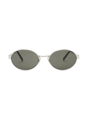 Saint Laurent SL 692 Sunglasses in Silver & Grey - Metallic Silver. Size all.