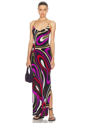 Emilio Pucci Maxi Dress in Khaki & Fuxia - Fuchsia. Size 38 (also in ).