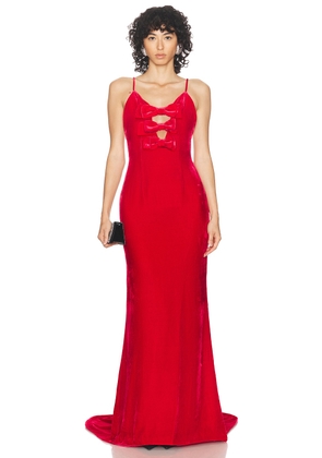Alessandra Rich Velvet Gown in Red - Red. Size 36 (also in 38, 40).