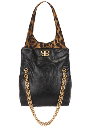 Balenciaga Monaco Small Chain Bag in Black & Leopard - Black. Size all.