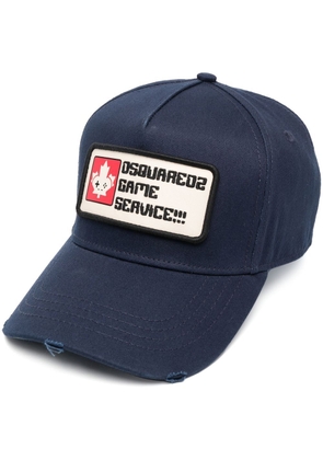 DSQUARED2 slogan-patch distressed cap - Blue