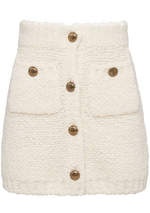 Prada bouclé wool miniskirt - White