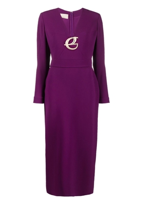Elie Saab long-sleeve midi dress - Purple