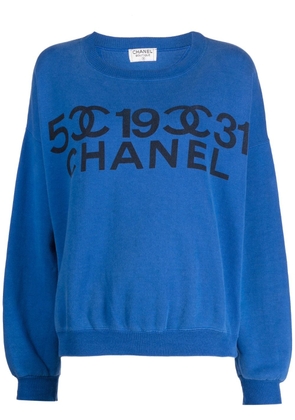 CHANEL Pre-Owned 1990-2000s logo-print cotton sweatshirt - Blue