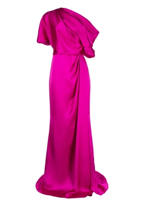 Amsale off-shoulder draped-detail gown - Purple