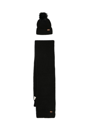 Barbour ribbed-knit scarf & beanie set - Black