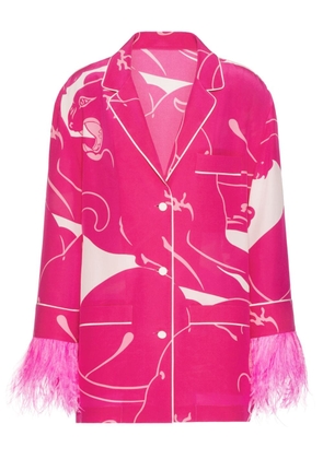Valentino Garavani Panther crepe-de-chine blouse - Pink