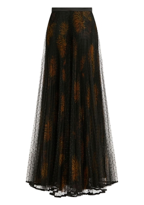 ETRO Dahlia-print pleated maxi skirt - Black