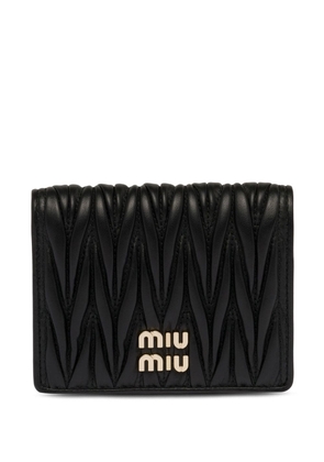 Miu Miu logo-plaque matelassé wallet - Black