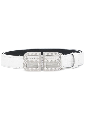 Balenciaga BB Hourglass embossed leather belt - White