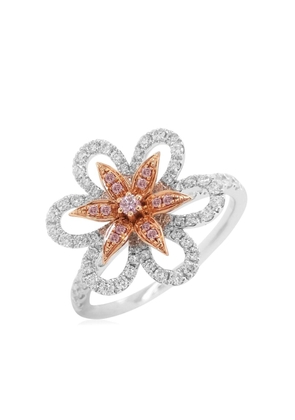 HYT Jewelry 18kt rose gold and platinum diamond floral ring - Silver