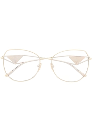 Prada Eyewear logo-plaque oversized-frame glasses - Gold