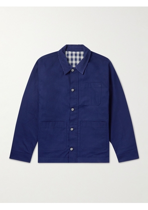 SATURDAYS NYC - Flores Reversible Corduroy-Trimmed Checked Cotton-Canvas Jacket - Men - Blue - XS