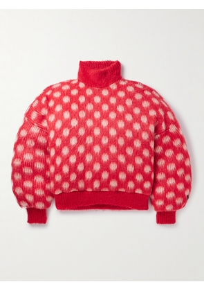 Marni - Dingyun Zhang Polka-Dot Brushed-Knit Down Rollneck Sweater - Men - Red - S