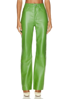 REMAIN Leather Straight Pants in FOREST GREEN - Green. Size 32 (also in ).