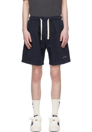 Palm Angels Navy Embroidered Shorts