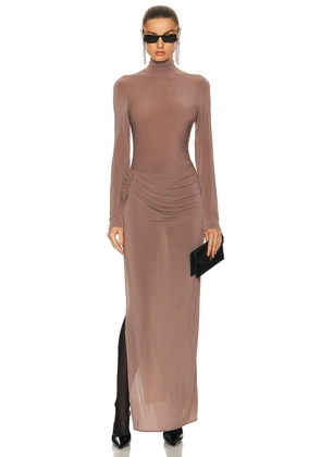 Magda Butrym Turtleneck Dress in Brown - Brown. Size 38 (also in ).