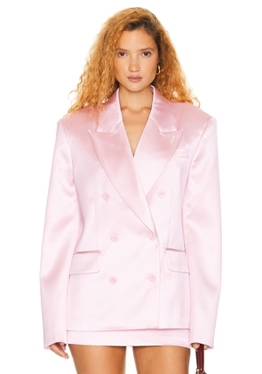 Helsa Heavy Satin Double Breasted Jacket in Pale Pink - Pink. Size S (also in ).