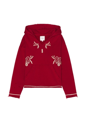 Found Paisley Embroidered Hoodie in Washed Red - Red. Size XL/1X (also in ).