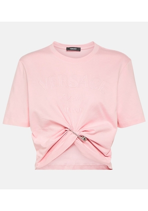 Versace Cropped cotton jersey T-shirt