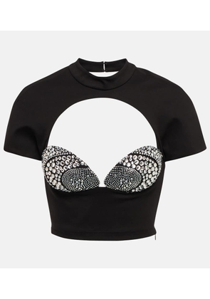 Area Embellished cutout crop top