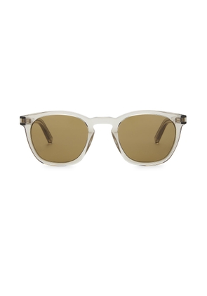 Saint Laurent Oval Sunglasses in Beige & Brown - Beige. Size all.