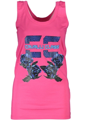 Cavalli Class Chic Pink Printed Tank Top with Logo - XS