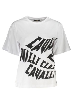 Cavalli Class Chic White Printed Tee with Classic Elegance - XL