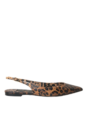 Dolce & Gabbana Brown Leopard Exotic Skin Slingback Shoes - EU39/US8.5