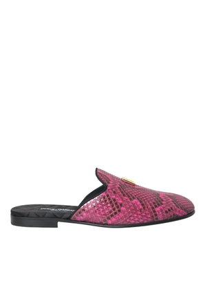 Dolce & Gabbana Fuchsia Python Logo Mule Flat Sandals Shoes - EU39/US8.5