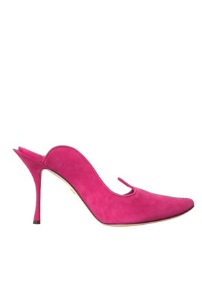 Dolce & Gabbana Fuchsia Suede Leather Mules Sandals Shoes - EU39/US8.5