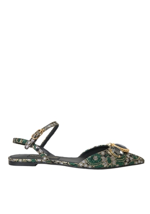 Dolce & Gabbana Multicolor Jacquard Crystal Slingback Sandals Shoes - EU40/US9.5