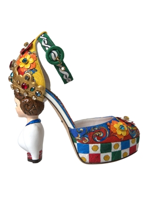 Dolce & Gabbana Multicolor Carretto Embellished Sandals Shoes - EU37.5/US7