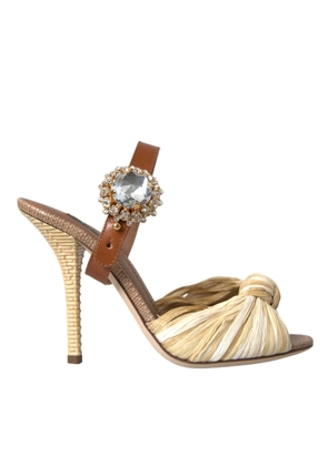 Dolce & Gabbana Multicolor Crystal Slides Heels Sandals Shoes - EU37/US6.5