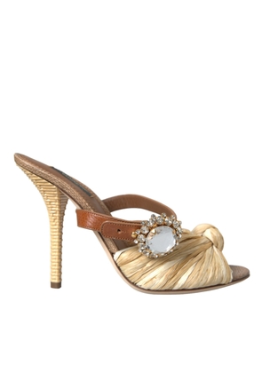 Dolce & Gabbana Multicolor Crystal Slides Heels Sandals Shoes - EU39/US8.5