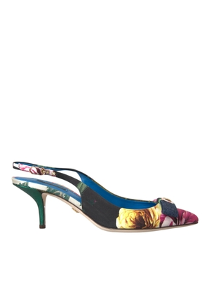 Dolce & Gabbana Multicolor Floral Patchwork Slingbacks Shoes - EU39/US8.5