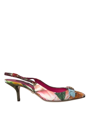 Dolce & Gabbana Multicolor Floral Patchwork Slingbacks Shoes - EU39/US8.5