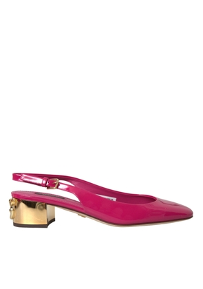 Dolce & Gabbana Pink Embellished Leather Slingback Shoes - EU40/US9.5