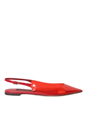 Dolce & Gabbana Red PVC Slingback Clear Flats Sandals Shoes - EU39/US8.5