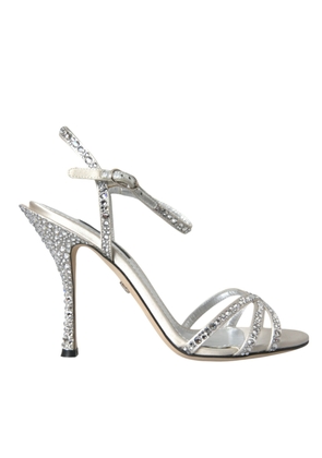 Dolce & Gabbana Silver Viscose Crystal Heels Sandals Shoes - EU36/US5.5