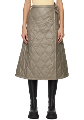GANNI Brown Quilted Midi Skirt