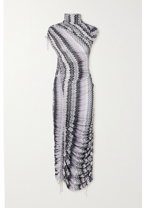 Missoni - Crystal-embellished Ruched Metallic Crochet-knit Maxi Dress - Multi - IT40,IT42,IT44,IT46