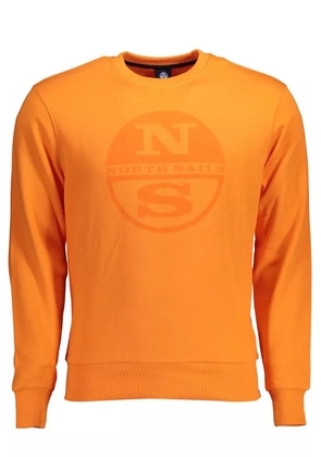 North Sails Vibrant Orange Cotton Sweatshirt with Chic Logo Print - XL