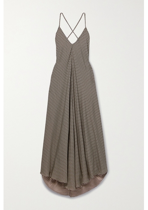 lemlem - + Net Sustain Aluna Printed Asymmetric Charmeuse Maxi Dress - Brown - x small,small,medium,large