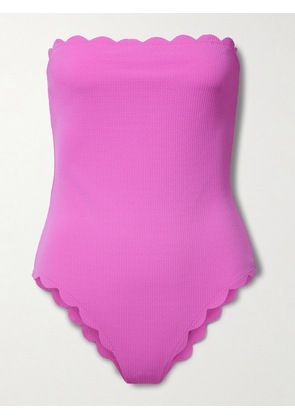Marysia - + Net Sustain Chesapeake Strapless Scalloped Seersucker Swimsuit - Pink - xx small,x small,small,medium,large,x large,xx large