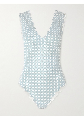 Marysia - Charleston Reversible Scalloped Seersucker Swimsuit - White - xx small,x small,small,medium,large,x large,xx large
