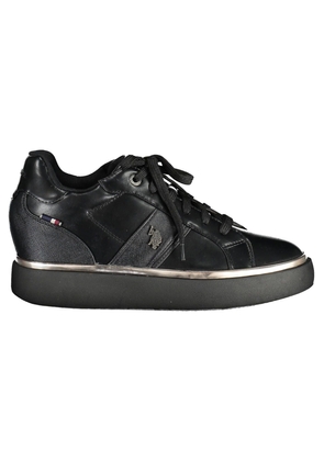 U.s. Polo Assn. Chic Black Lace-Up Sneakers with Logo Detail - EU35/US5