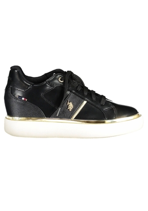 U.s. Polo Assn. Chic Black Lace-Up Sneakers with Logo Detailing - EU35/US5